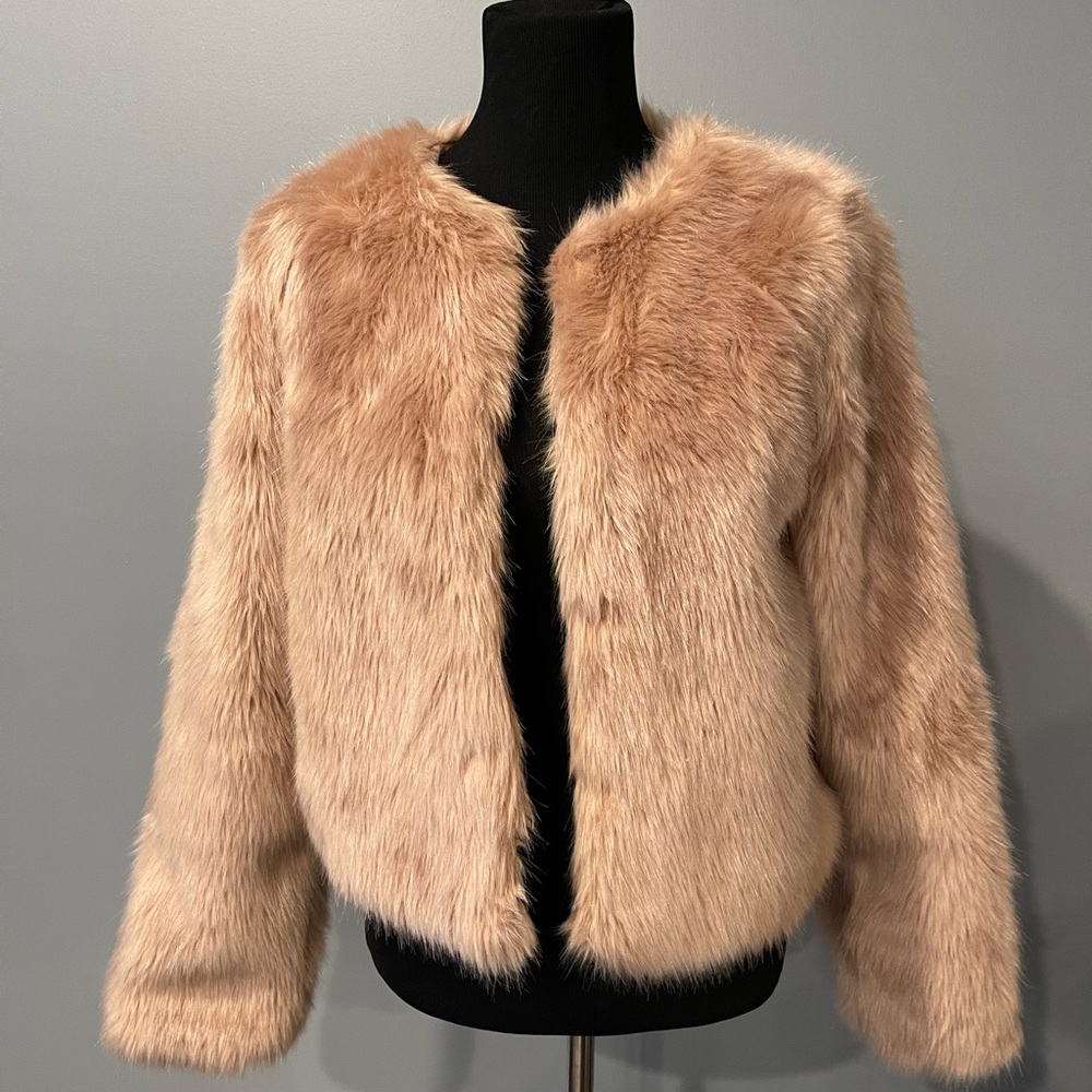 Carolina Belle faux fur peach coat